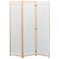 Helloshop26 - Paravent séparateur de pièce cloison de séparation décoration meuble 3 panneaux crème 120x4 cm tissu