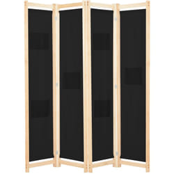 Paravent séparateur de pièce cloison de séparation décoration meuble 4 panneaux noir 160x4 cm tissu