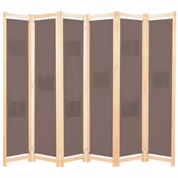 Paravent - Helloshop26 - 6 Panneaux - Marron - Tissu - 240 x 170 x 4 cm