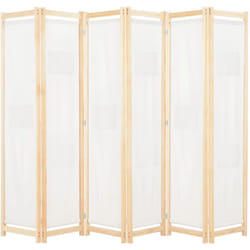 Helloshop26 - Paravent séparateur de pièce cloison de séparation décoration meuble 6 panneaux crème 240 x 170 x 4 cm tissu