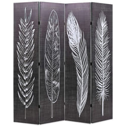 Paravent - Helloshop26 - 160 cm - Noir et Blanc - Plumes - Pliable