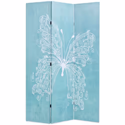 Paravent - Non spécifié - 120 cm - Imprimé papillon - Bois massif - Pliable
