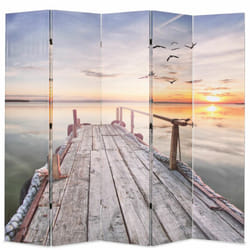 Helloshop26 - Paravent séparateur de pièce cloison de séparation décoration meuble pliable 200 cm lac