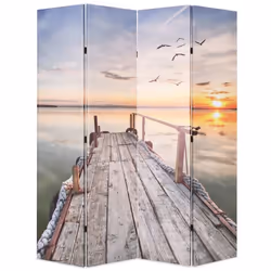 Paravent séparateur de pièce - Multicolore - 160 cm - Bois massif - Toile en polyester - Design contemporain