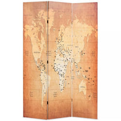 Paravent - Non spécifié - Carte du monde - 120 cm - Jaune - Pliable