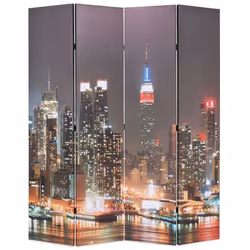Paravent séparateur de pièce - Helloshop26 - New York la nuit - 160 cm - Bois massif - Pliable