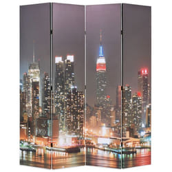 Paravent séparateur de pièce - Helloshop26 - New York la nuit - 160 cm - Bois massif - Pliable
