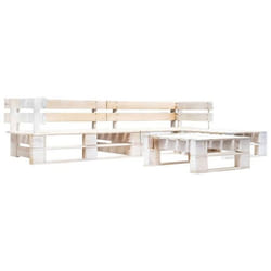 Salon de jardin meuble d exterieur ensemble de mobilier palette 4 pieces bois blanc