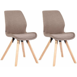 Lot de 2 chaises de salle à manger en tissu taupe style scandinave pieds bois CDS101132