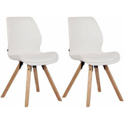Lot de 2 chaises de salle à manger en synthétique blanc style scandinave pieds bois CDS101136