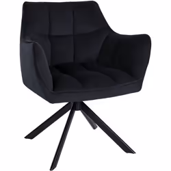 Chaise de salle à manger - Loung - Velours noir - Pivotante - Accoudoirs - Design contemporain