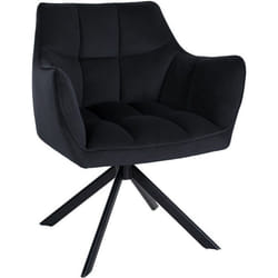 Chaise de salle à manger - Loung - Velours noir - Pivotante - Accoudoirs - Design contemporain