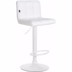 Tabouret de bar chaise haute de bar pied trompette métal blanc siège synthétique blanc L'assise avec revêtement en cuir synth ...