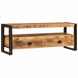 Ce magnifique meuble TV en bois de manguier est à la fois tendance et pratique et constituera un véritable point central de v ...