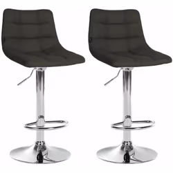 Lot de 2 tabourets de bar en tissu gris foncé base en trompette réglable en hauteur et repose-pieds La hauteur du tabouret pe ...