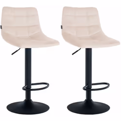 Lot de 2 tabourets de bar en tissu beige base en trompette réglable en hauteur et repose-pieds La hauteur du tabouret peut êt ...