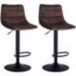Tabourets de bar - Décoshop26 - TDB10624 - Velours marron - Réglable en hauteur - Lot de 2