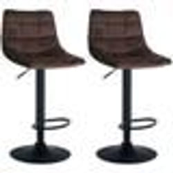 Tabourets de bar - Décoshop26 - TDB10624 - Velours marron - Réglable en hauteur - Lot de 2