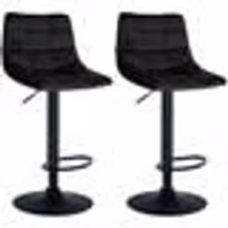Tabourets de bar - Décoshop26 - TDB10628 - Velours noir - Réglable en hauteur - Lot de 2