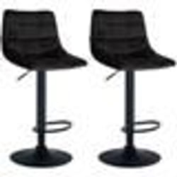 Tabourets de bar - Décoshop26 - TDB10628 - Velours noir - Réglable en hauteur - Lot de 2
