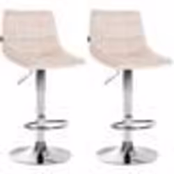 Tabourets de bar - Décoshop26 - TDB10629 - Velours beige - Réglable en hauteur - Lot de 2
