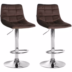 Lot de 2 tabourets de bar en tissu velours marron base en trompette réglable en hauteur et repose-pieds La hauteur du taboure ...