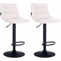 Tabourets de bar - Décoshop26 - TDB10638 - Lot de 2 - Réglable en hauteur - Simili cuir blanc