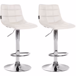 Tabourets de bar - Décoshop26 - TDB10642 - Lot de 2 - Réglable en hauteur - Simili cuir blanc