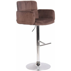 Tabouret de bar pivotant en velours marron et métal chromé avec accoudoirs repose-pieds et dossier TDB10646