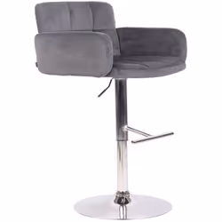 Tabouret de bar - Décoshop26 - TDB10649 - Velours gris foncé - Accoudoirs - Réglable en hauteur