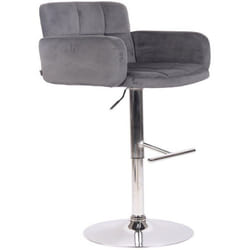 Tabouret de bar - Décoshop26 - TDB10649 - Velours gris foncé - Accoudoirs - Réglable en hauteur
