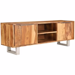 Ce meuble TV en bois massif de Sesham avec une finition de couleur miel sera un complément décoratif ainsi que pratique à vot ...