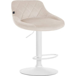 Tabouret de bar - Décoshop26 - TDB10660 - Velours crème - Pivotant - Support métal blanc