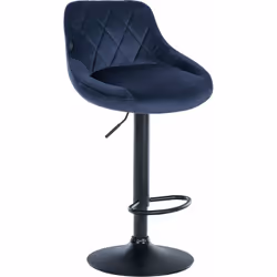 Tabouret de bar en velours bleu coutures décoratives pivotant support métal noir Ce tabouret de bar saura vous convaincre par ...