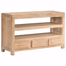 Meuble tele buffet tv television design pratique bois d acacia massif 90 cm marron clair