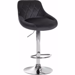 Tabouret de bar en velours gris foncé coutures décoratives pivotant support métal chromé Ce tabouret de bar saura vous convai ...