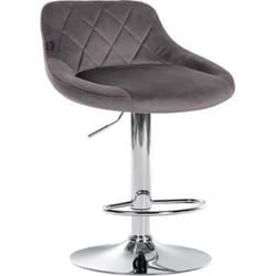 Tabouret de bar - Décoshop26 - TDB10673 - Velours gris - Pivotant - Réglable en hauteur