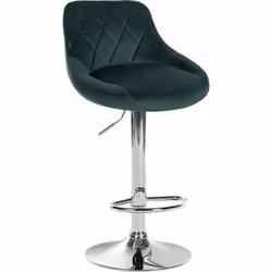 Tabouret de bar en velours vert coutures décoratives pivotant support métal chromé Ce tabouret de bar saura vous convaincre p ...