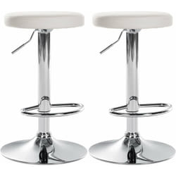 Lot de 2 tabourets de bar design simple avec assise en synthétique blanc et cadre métal chromé TDB10695