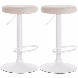 Tabouret de bar - Décoshop26 - TDB10698 - Lot de 2 - Tissu velours crème - Cadre métal blanc