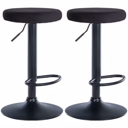 Tabourets de bar - Marque - Assise en tissu velours noir - Cadre métal noir - Pivotant 360°