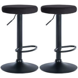 Tabourets de bar - Marque - Assise en tissu velours noir - Cadre métal noir - Pivotant 360°