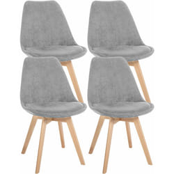 Lot de 4 chaises de salle à manger style scandinave en velours côtelé gris clair CDS10393