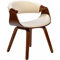 Chaise de salle à manger fauteuil de bureau sans roulette assise en tissu crème pieds en bois FAL10548