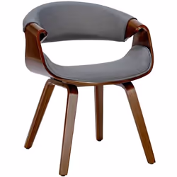 Chaise de salle à manger - Non spécifié - Fauteuil en tissu gris - Accoudoirs - Pieds en bois - Fixe