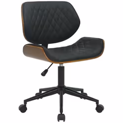Chaise de bureau - Design - Similicuir noir - Bois massif - Cadre métal noir - Confortable