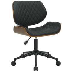 Chaise de bureau - Design - Similicuir noir - Bois massif - Cadre métal noir - Confortable