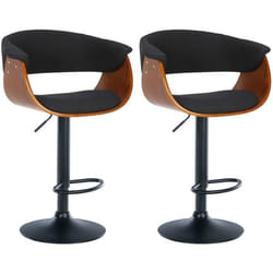 Tabourets de bar - Chic - Lot de 2 - Bois noyer - Tissu - Métal noir