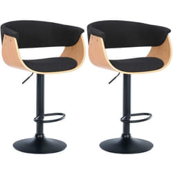 Lot de 2 tabourets de bar chic et confortable en bois clair tissu et metal noir