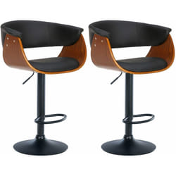Lot de 2 tabourets de bar chic et confortable en bois noyer synthétique et métal noir TDB10721